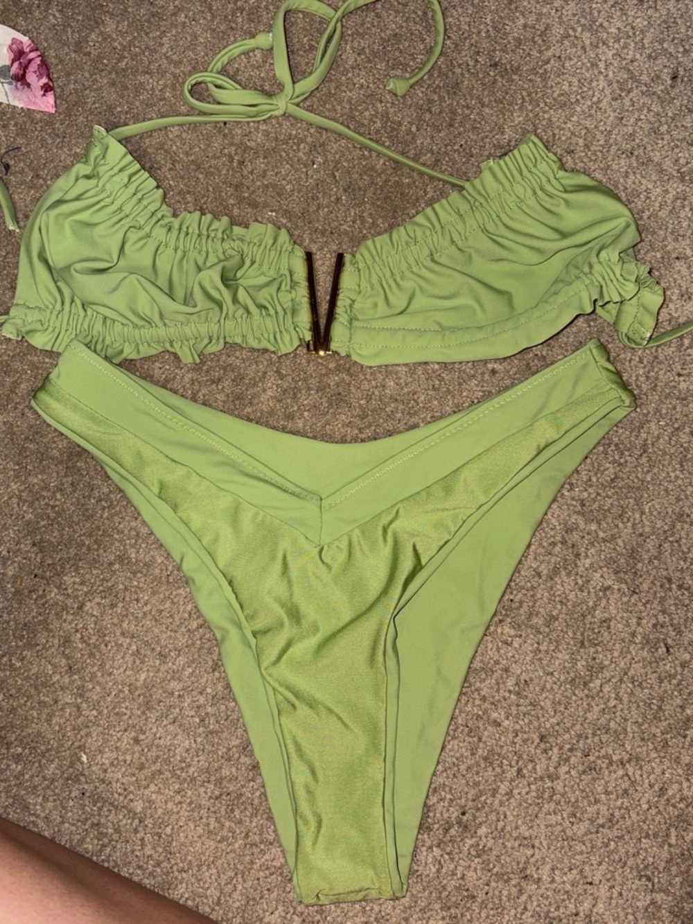 Light Green Ruffled Bikini Set